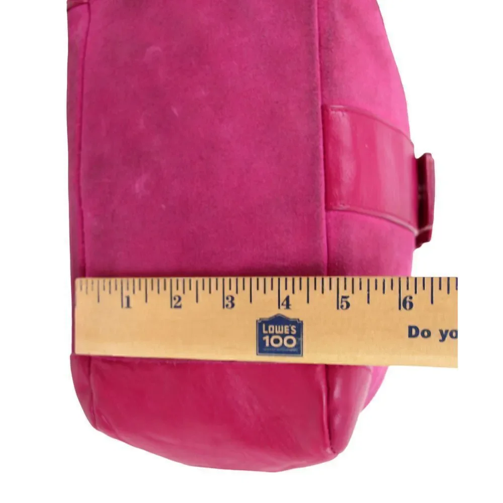 ROOMY BATH & BODY WORKS MAGENTA FAUX LEATHER SUEDE TOTE BOHO SHOULDER BAG PURSE